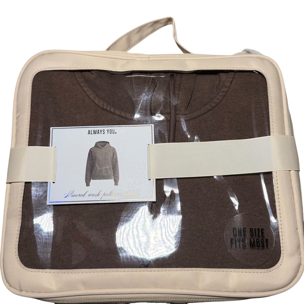 Always You Mineral Wash Pullover Hoodie Brown One Size Fits Most NWT with Case